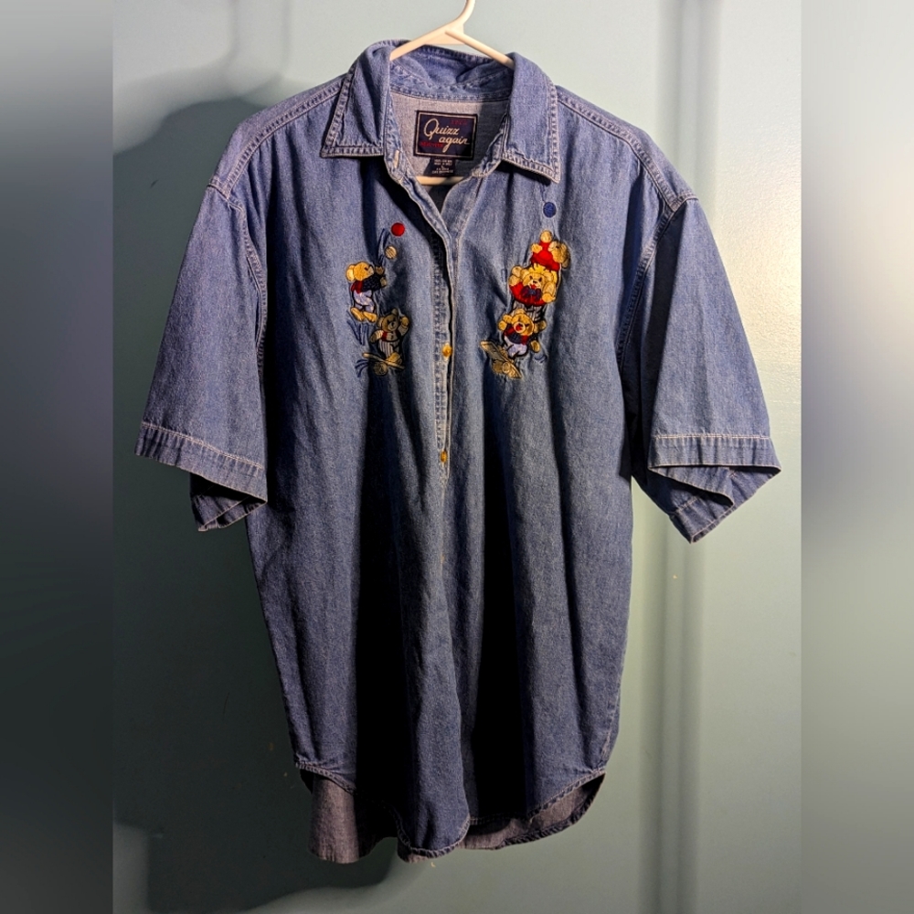 Vintage Embroidered Bear Jean Shirt